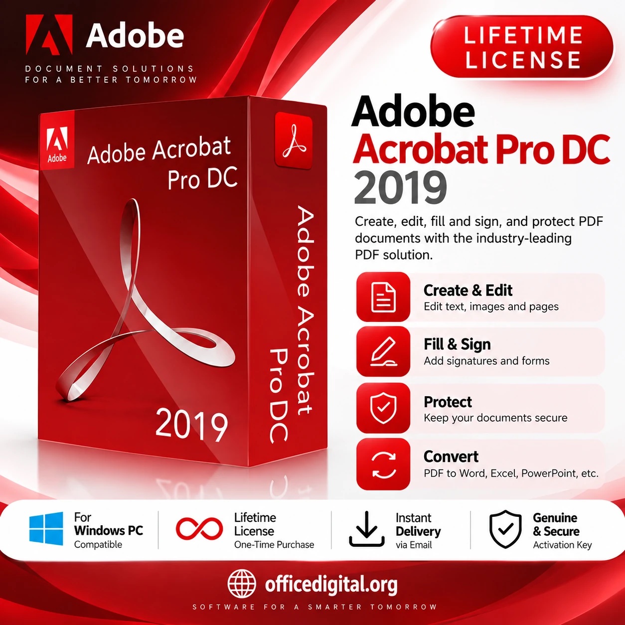 Adobe Acrobat Pro DC 2019 For 1 Windows PC Perpetual Key