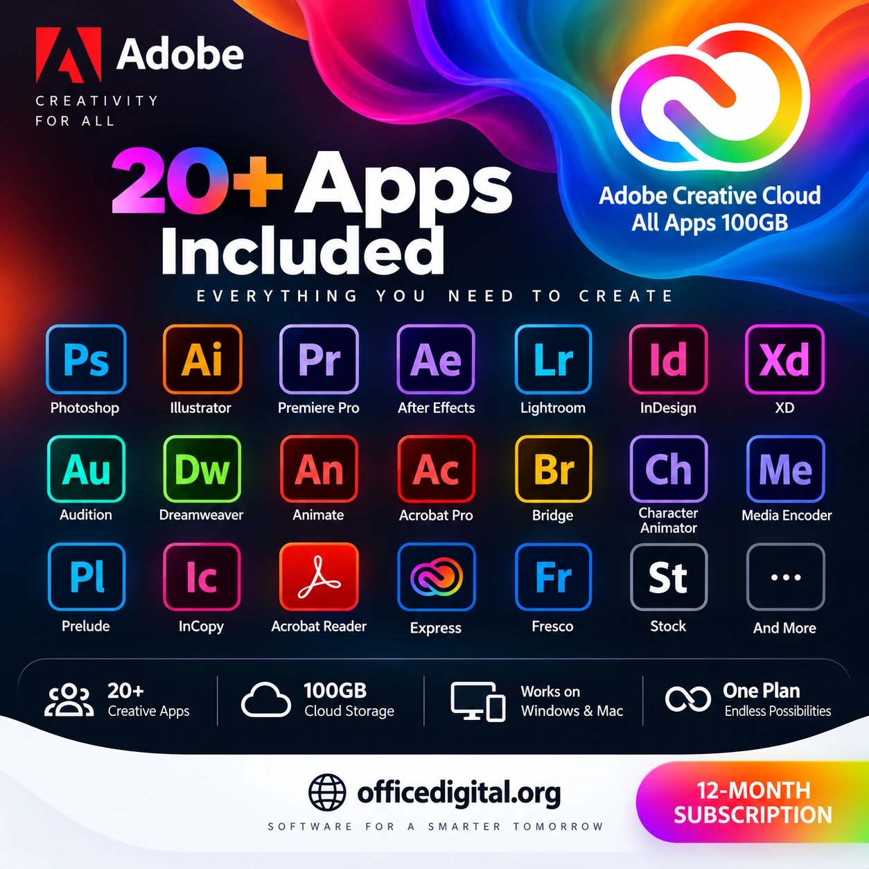 Adobe Creative Cloud All Apps 100GB: 12-Month Subscription - Image 2