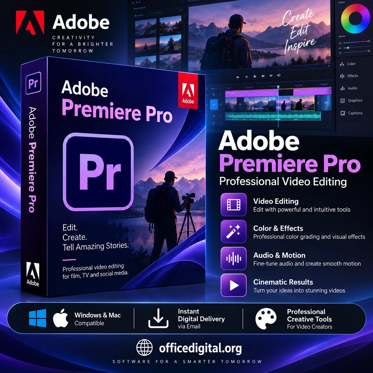 Adobe Premiere Pro Single App: 12-Month Subscription